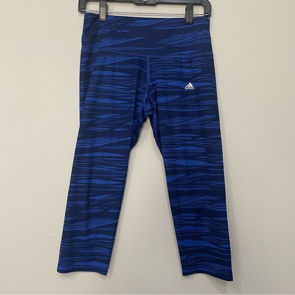 ADIDAS Capri Climalite Leggings Blue Size Medium - Picture 1 of 10